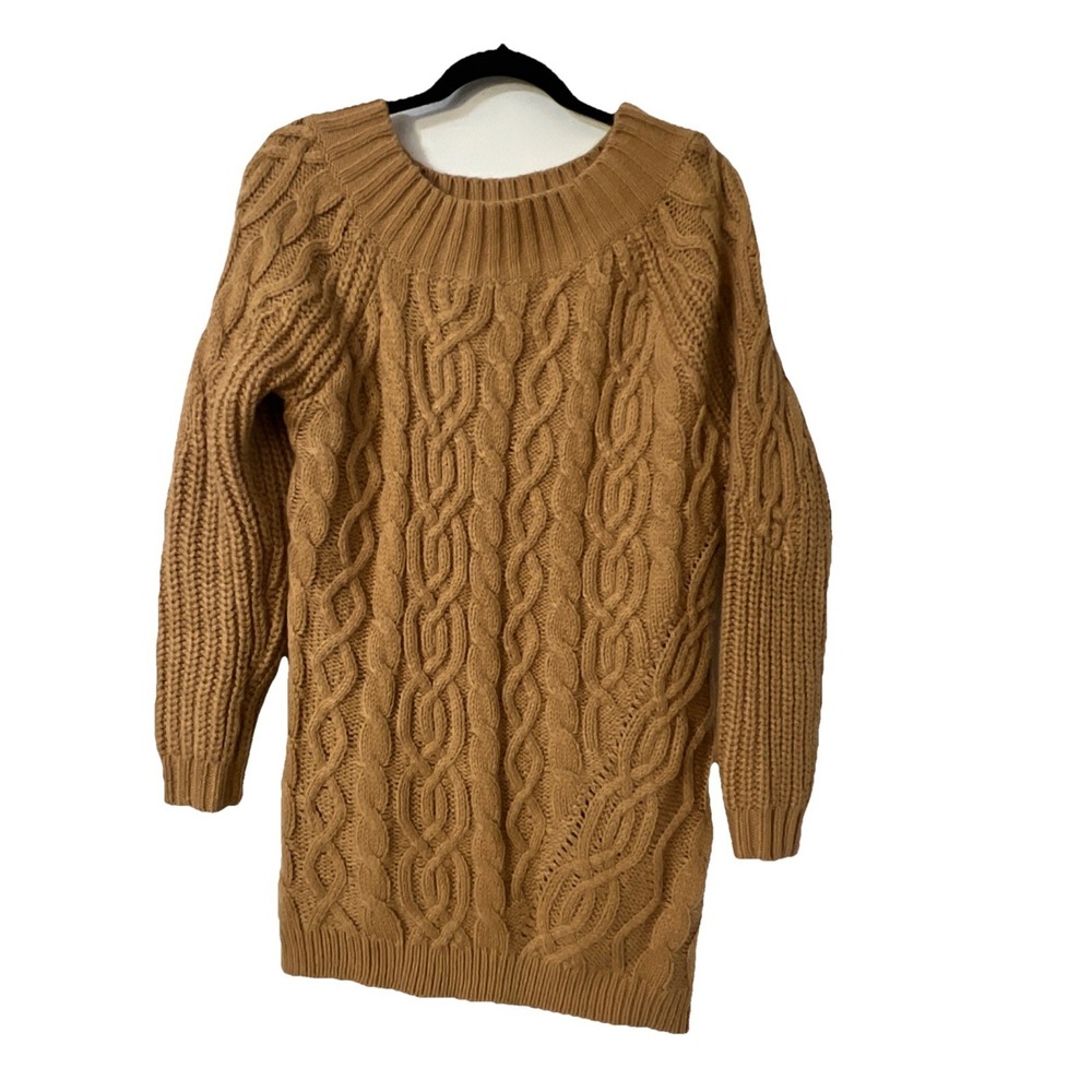 ASOS Long Pull Over Chunky Cable-Knit Sweater Brown Sz 2 Long Sleeve Oversized